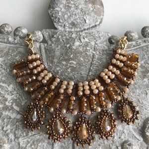 Glass beaded tiered necklace